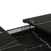 Extendable Dining Table Kitchen Table, Black Marble MDF Top 120-160x75x75.5cm