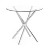 KITCHEN 2-4 SEATS DINING ROOM CHROME GLASS ROUND DINNER TABLE AND 2 CHAIRS SET