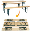 Beer Party Table Bench Set Outdoor Folding Wood Garden Trestle Dining Chairs 7ft