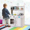 Kids Cooking Pretend Play Toy Kitchen Set with Hooks & Stove-Silver
