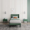 Single Bed 3ft Velvet Upholstered Platform Bed Frame with Slats Support Green
