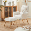 Beige Lazy Chair with Footstool Relax Lounge Chair Accent Armchair Sofa Chair