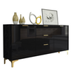Luxury Black High Gloss 140cm TV Unit I Stand Sideboard I Gold Finish Accents