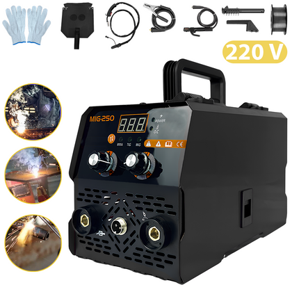 3 IN 1 MIG Welder Gasless/Gas 220V 250A Inverter MIG ARC MMA Welding Machine