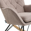 Solid Wood Rocking Chair Upholstered Linen/Velvet Fabric High Back Lounge Seat