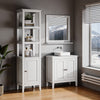 150cm White Tall Bathroom Cabinet Slim Storage Cabinet w/Single Door & 3 Shelves
