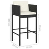 5 Piece Garden Bar Set with Cushions Poly Rattan Black vidaXL