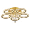 LED Ceiling Light Crystal Gold Chandelier Living Room Bedroom Dimmable w. Remote