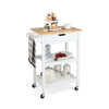Bamboo Rolling Kitchen Island Mobile Bar Serving Cart W/ Drawer & Towel Rack