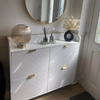 Slim Shoe Cabinet Storage Unit 4 Flip Drawers Modern Hallway Cupboard White Gold