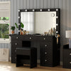Vanity Desk with Power Outlet, Makeup Vanity with Mirror, Dressing Table Drawers