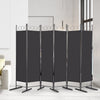 6 Panels Privacy Screen Panels Folding Room Wall Divider with Stable Foot Black