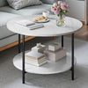 Round 2-Tier Coffee Table with Storage Shelf, Rustic Wood & Metal