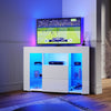 Modern TV Stand Storage Cabinet Unit High Gloss White with LED Lights 2 Drawers