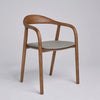 Copenhagen Dining Chair Grey PU Vegan Leather Padded Seat Walnut Curved Frame