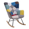 Upholstered Patchwork Fabric Rocker Armchair High Wing Back Rocking Glider Chair