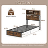 Single Size Heavy Duty Metal Platform Bed with Storage Headboard