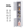 White 5Tier Bathroom Floor Cabinet Standing Storage Cupboard Door Wooden Shelve
