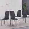 Grey Tempered Glass Dining Table & 4pcs Black Faux Leather Dining Chairs Set