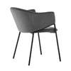 Set of 2 Grey Dining Chairs Velvet Padded Seat Metal Legs Kitchen