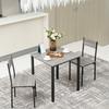 3 Pcs Compact Dining Table 2 Chairs Set Wooden Metal Legs Kitchen Breakfast Bar