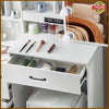 Dressing Table with Sliding LED Mirror 4 Drawers Stool Makeup Desk Vanity Set
