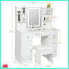Dressing Table Vanity Makeup Desk Set with Stool Drawer 3-Color LED Light Mirror