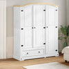 Wardrobe White 151.5x52x186 Solid Wood Pine D3W8