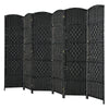 6 Panel Room Divider Privacy Screen Wall Folding Partition Hand-woven Rattan
