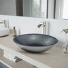 Bathroom Sink Bowl Wash Basin Countertop Tempered Glass Vanity w/ Pop up Drainer