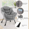 Home Office Accent Sofa Chair Leisure Lounge Armchair with Stool-Grey