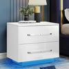 High Gloss Bedside Table RGB LED Bedside Cabinet 2/3 Drawers Nightstand