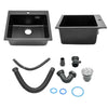 Modern Matte Black Inset Kitchen Sink Single/1.5/Double Bowl & Waste Undermount