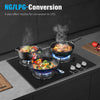OYAJIA 58cm Black 3 Burner Gas On Glass Hob With Cast Iron Pan Stands UK