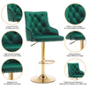 Green 2 X Bar Stools Swivel Kitchen Velvet Seats Adjustable Height For Kitchen