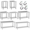 Commercial Stainless Steel Catering Table Work Bench Worktop Backsplash / Wheel