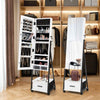 Jewelry Armoire Organiser Unit Mobile Jewelry Cabinet Floor Standing-White
