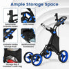 4-wheel Golf Trolley Push and Pull Golf Trolley with Scoreboard Bag-Blue