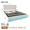 Ottoman Storage Gas Lift Up Bed Upholstered Bed Frame with LED Cream 5ft King