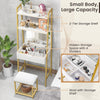 Vanity Table and Stool Set Small Ladder Makeup Dressing Desk with shelves