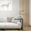 Metal Side Table 2 Layer Sofa End Coffee Snack Table with Wheels for Living Room