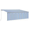 Manual Retractable Awning with Blind & LED 4x3m Blue & White