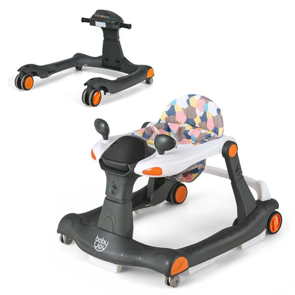 2-in-1 Baby Walker Foldable Activity Push Walker with Adjustable Height & Speed