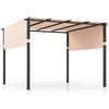 lat Top Pergola 305 x 305 cm Outdoor Pergola with Retractable Canopy-Beige