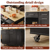 Kitchen Storage Trolley Rolling Island Cart with Drop Leaf Countertop, Cabinet
