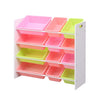 Children Bookshelf Kids Sling Book Rack with Storage Bins Toys Organizer White