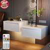 High Gloss Bedside Tables Floating Wall-Mounted w/ Storage Drawers 2 PCS White