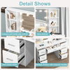 Modern Dressing Table Set with LED Mirror and 7 Drawers Wood Makeup Desk White