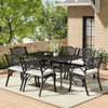 Set of 7 Outdoor Garden Cast Aluminum Furniture Table & 6 Chairs Set w/Cushions