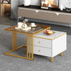Square Nesting Coffee Table Set of 2 End Tables with Drawers Storage Side Table